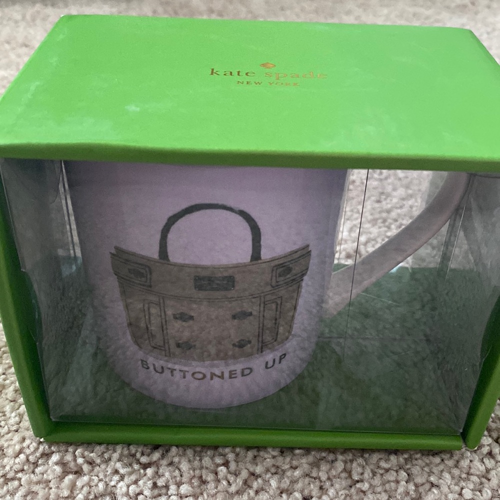 Kate spade Lennox mug buttoned up things we love new in box nib